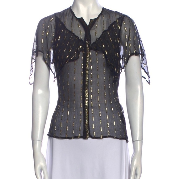 Zadig & Voltaire Tonia Shiny Chiffon top in Black size XS - Picture 6 of 13